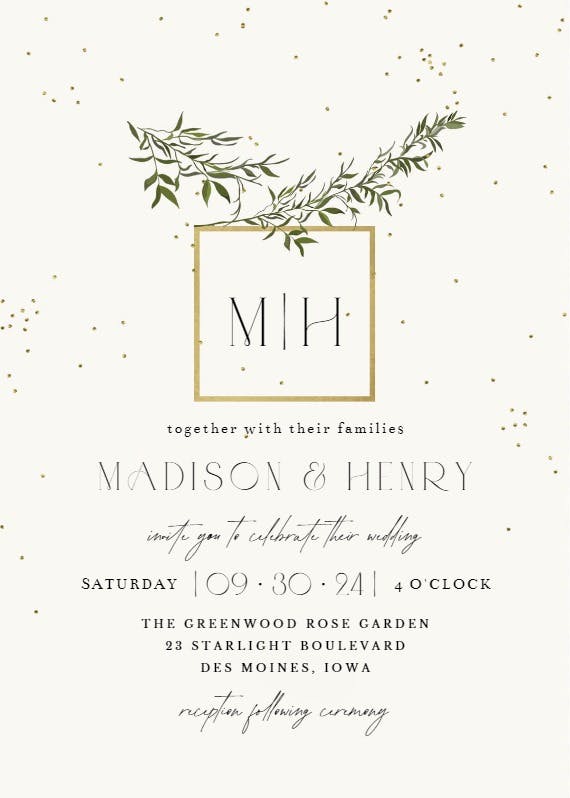 Olive leaves - wedding invitation
