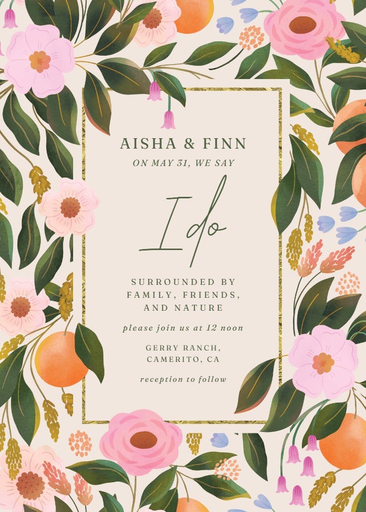 Orange blossoms - wedding invitation