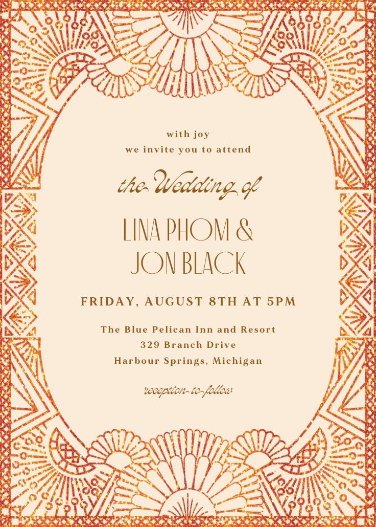 Orange glitz - invitación de boda