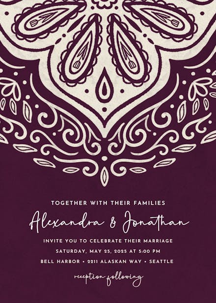 Ornate wedding - wedding invitation
