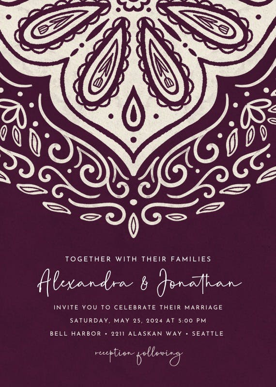Ornate wedding - wedding invitation