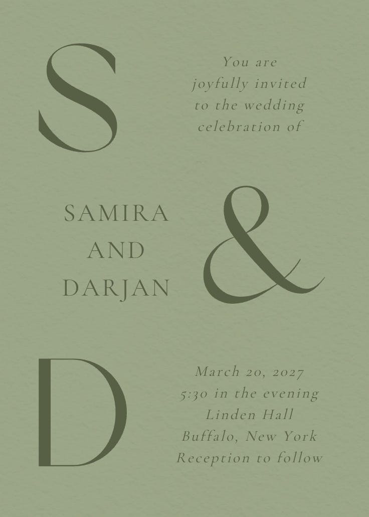 Oversized initials - wedding invitation