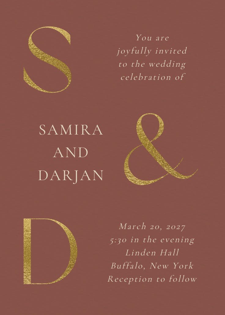 Oversized initials - wedding invitation