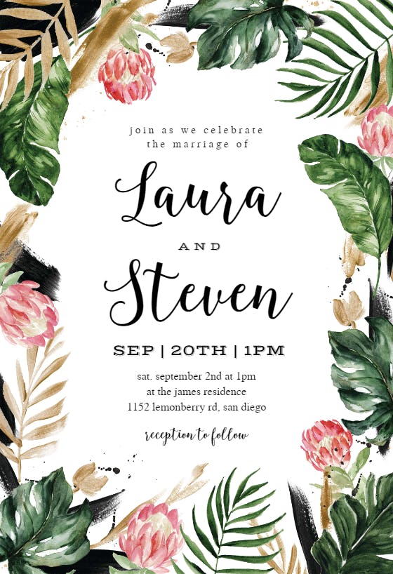 Painterly tropical - wedding invitation