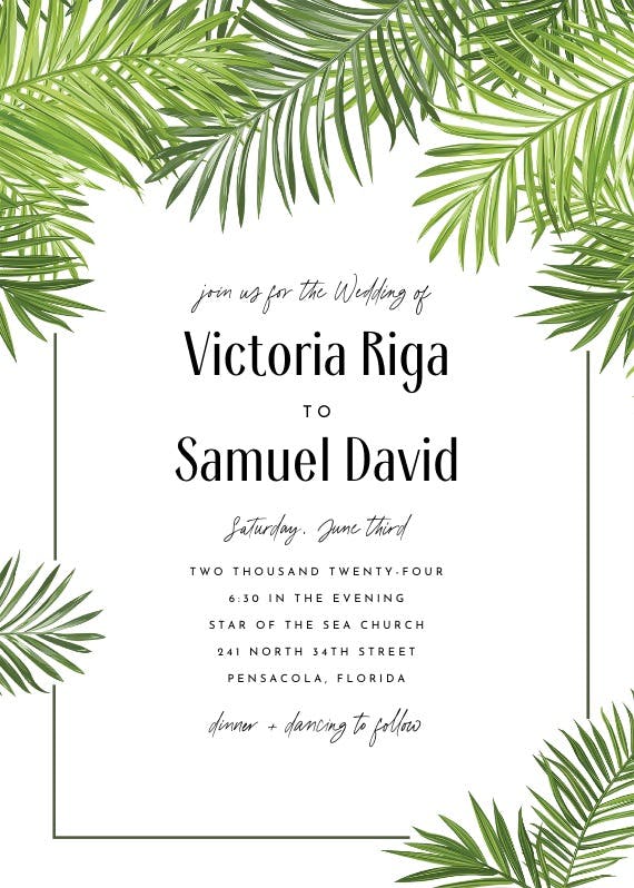 Palm leaves - wedding invitation