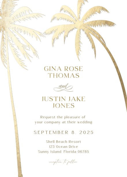 Palm trees - invitación de boda