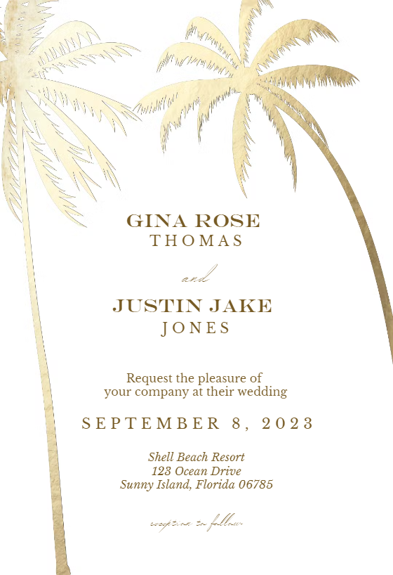 Palm Trees Wedding Invitation Template Greetings Island