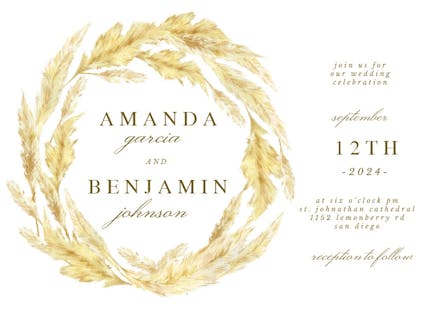 Pampas grass border - wedding invitation