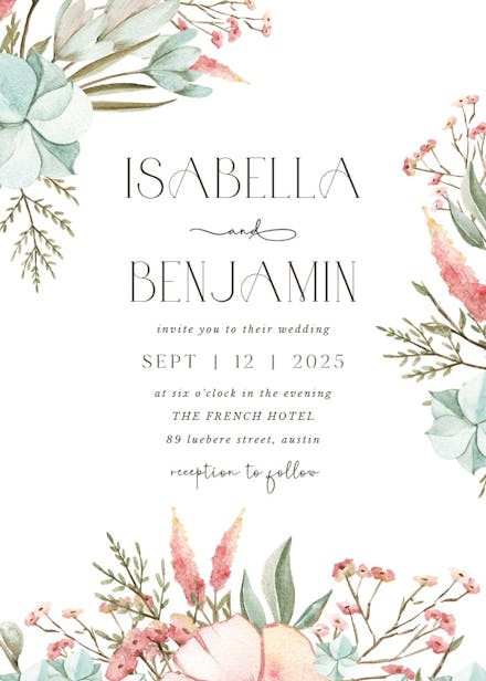 Pastel boho - wedding invitation