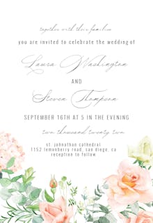 Peach and greenery - wedding invitation