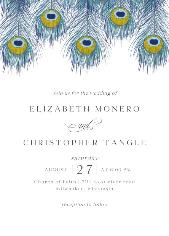 Peacock feather - wedding invitation