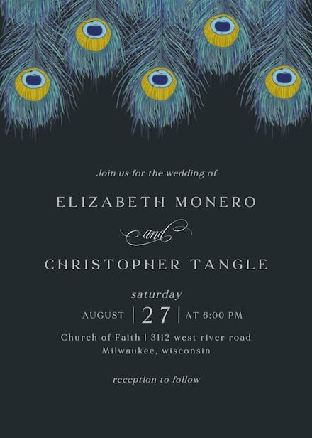 Peacock feather - wedding invitation