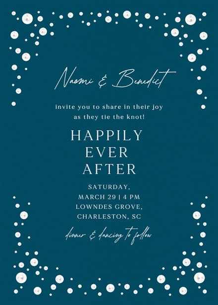 Pearls frame - wedding invitation