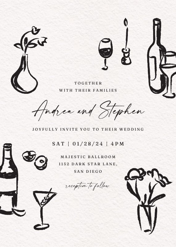 Pen and ink - wedding invitation