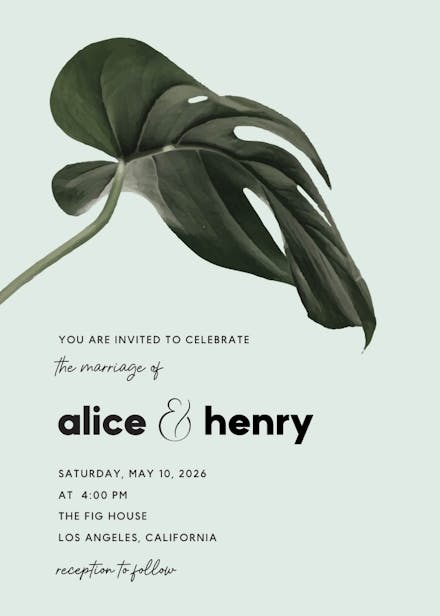 Philodendron - wedding invitation