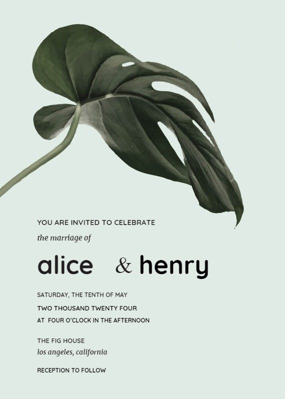 Philodendron - wedding invitation