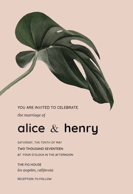 Philodendron - Wedding Invitation