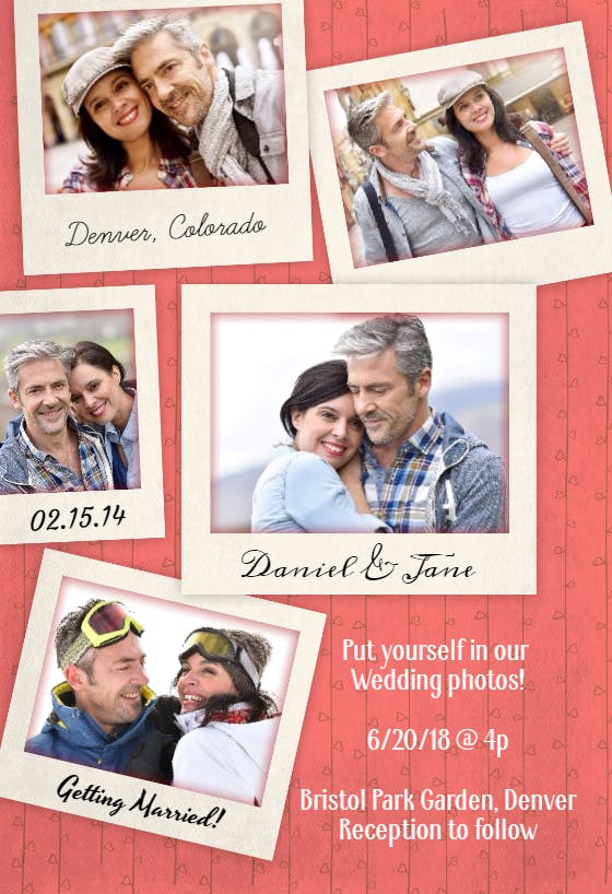 Photos on board - wedding invitation