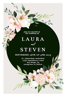 Pink Botanical Wreath - Wedding Invitation