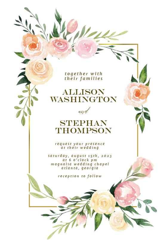 Soft Floral - Wedding Invitation Template | Greetings Island