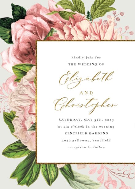 Pink bouquets - invitación de boda