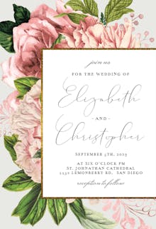 Pink bouquets - invitación de boda