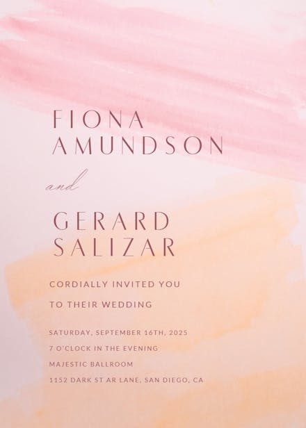 Pink brush blush - wedding invitation