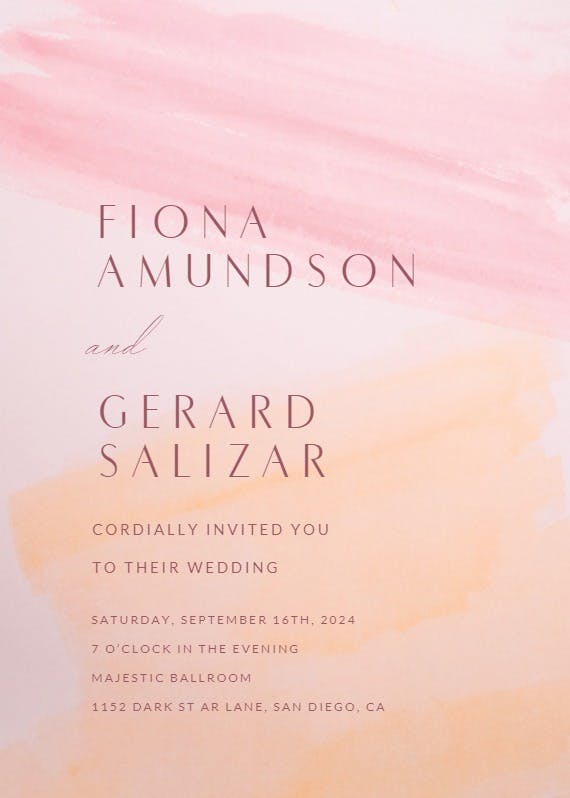 Pink brush blush - wedding invitation