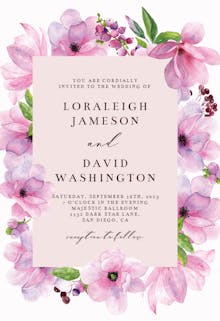 Pink Gold Flowers - Wedding Invitation