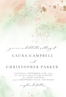 Pink paint and gold - wedding invitation