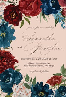 Purple flowers - wedding invitation