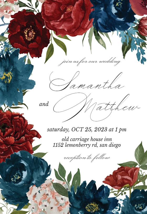 Floral Wedding Invitation Templates (Free) Greetings Island