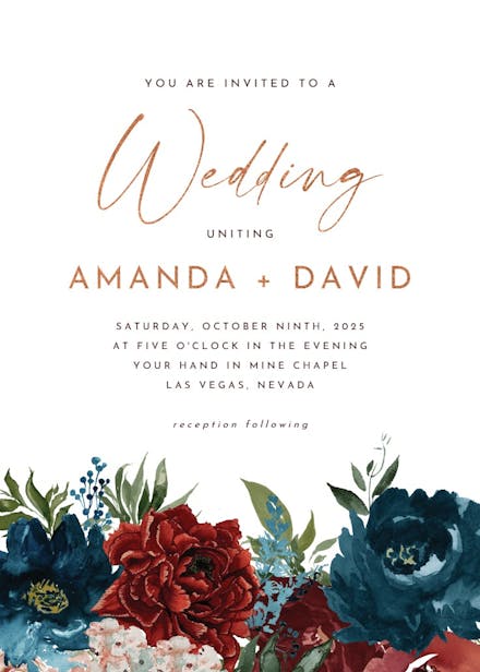 Purple flowers - wedding invitation
