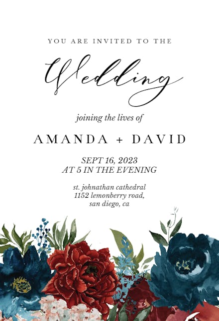 Purple Flowers - Wedding Invitation