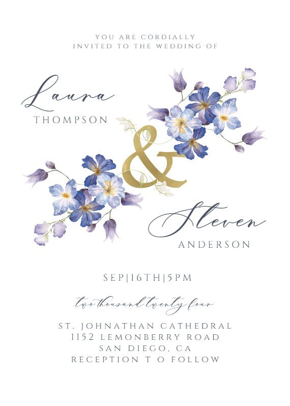Purple flowers decoration -  invitación de boda
