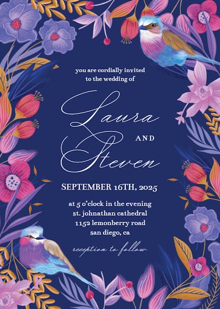 Purple nature frame - wedding invitation