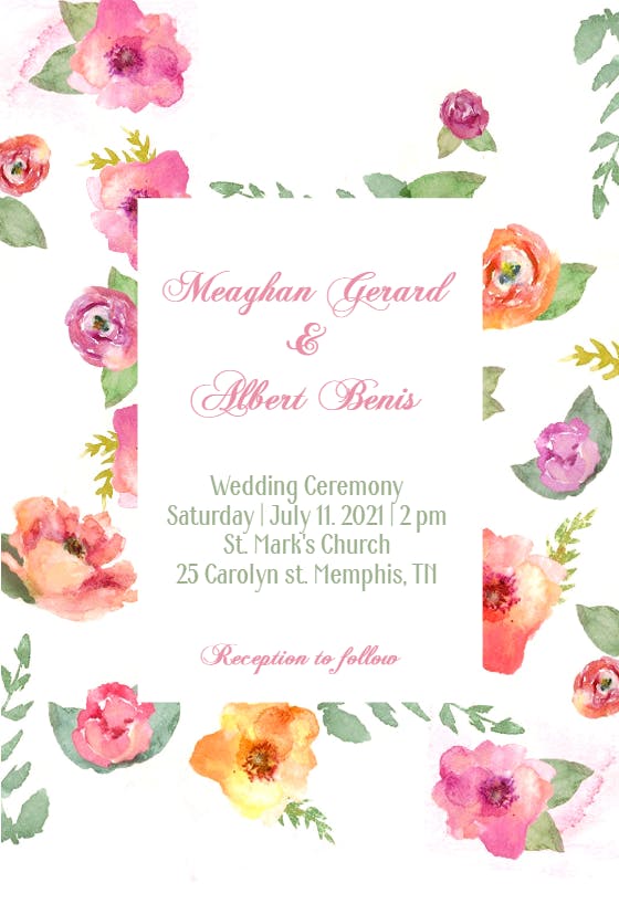 Purple petals - wedding invitation