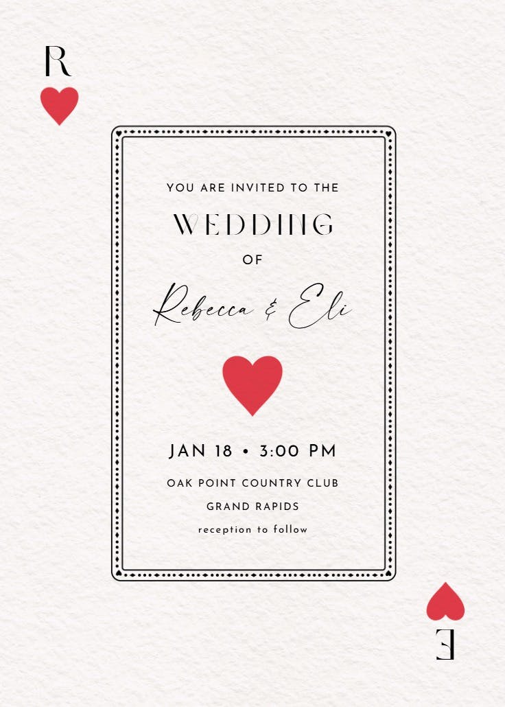 Queen of hearts - wedding invitation