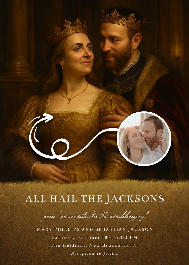 Renaissance couple - wedding invitation