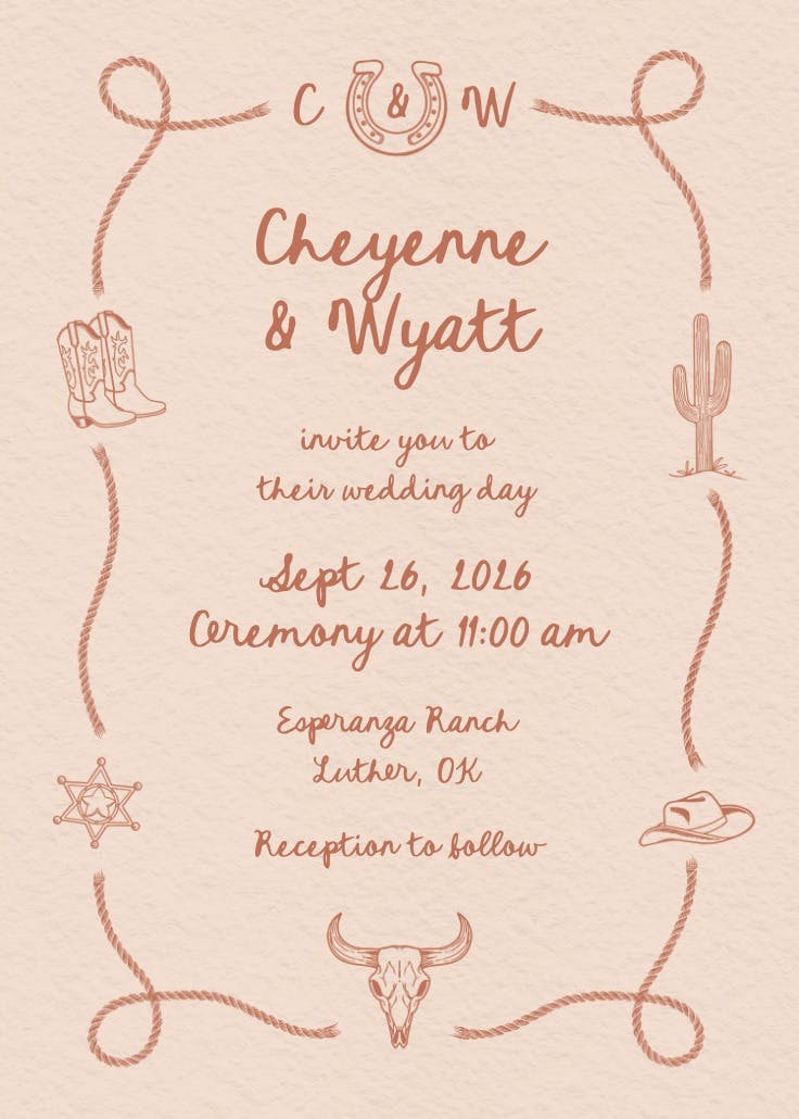 Retro ranch - wedding invitation