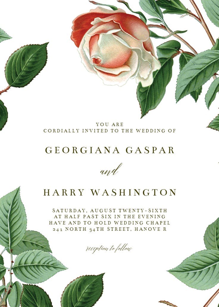 Retro roses - wedding invitation