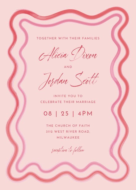 Retro wave frame - wedding invitation