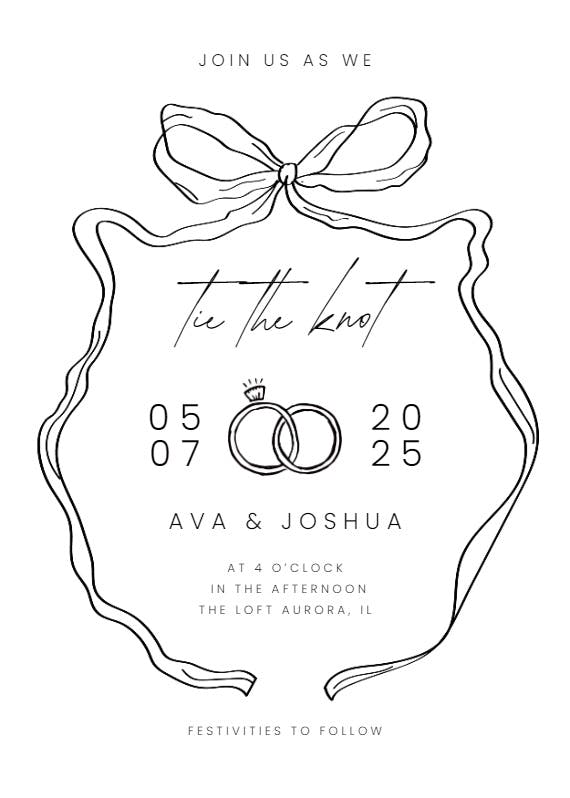 Romantic ribbon - wedding invitation