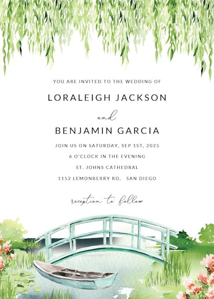 Romantic river - wedding invitation