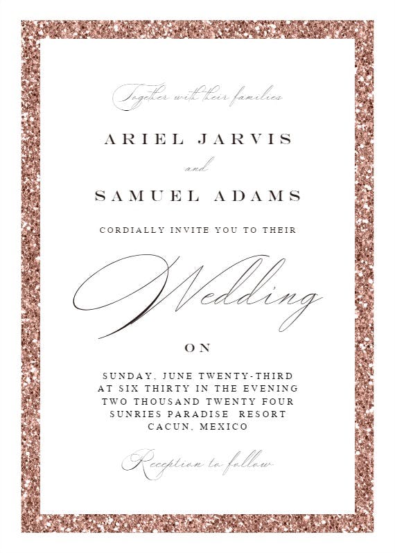 Rose glitter border - wedding invitation