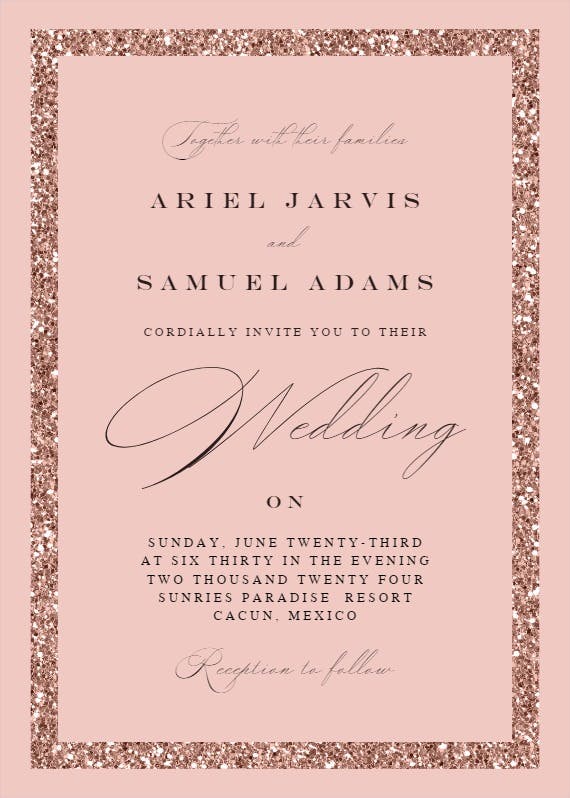 Rose glitter border - invitación de boda