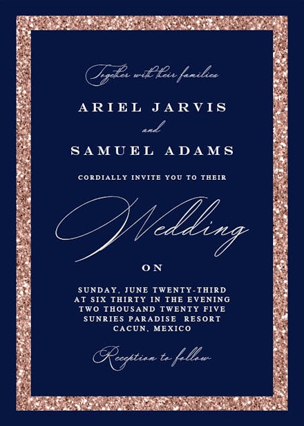 Rose glitter border - wedding invitation