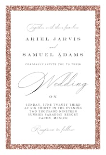 Rose glitter border - wedding invitation