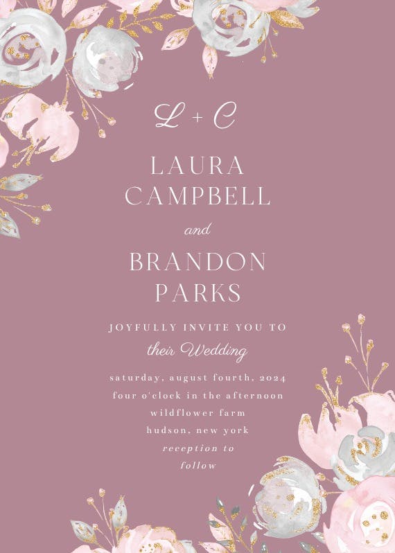 Rose gold alphabet - wedding invitation