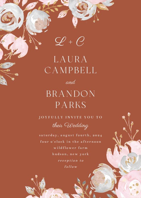 Rose gold alphabet -  invitación de boda
